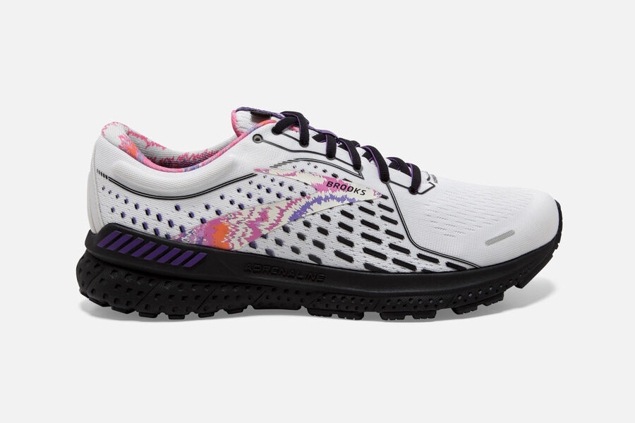 Brooks Israel Adrenaline GTS 21 Road Running Shoes Mens - White/Black/Purple - KXY-487592